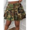 image:imageFloerns Womens Plus Size Camo Print Skirt Elastic Waist Pleated Hem Short SkirtArmy Green