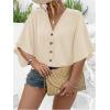 image:imageFloerns Womens Plus Size Casual Button Down Shirts V Neck Dolman Sleeve Loose BlousesApricot