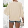 image:imageFloerns Womens Plus Size Casual Button Down Shirts V Neck Dolman Sleeve Loose BlousesApricot
