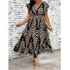 image:imageFloerns Womens Plus Size Chevron Striped Wrap V Neck Long Dress Cap Sleeve Ruffle Hem A Line DressesBlack