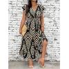 image:imageFloerns Womens Plus Size Chevron Striped Wrap V Neck Long Dress Cap Sleeve Ruffle Hem A Line DressesBlack