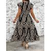 image:imageFloerns Womens Plus Size Chevron Striped Wrap V Neck Long Dress Cap Sleeve Ruffle Hem A Line DressesBlack