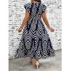 image:imageFloerns Womens Plus Size Chevron Striped Wrap V Neck Long Dress Cap Sleeve Ruffle Hem A Line DressesDark Blue
