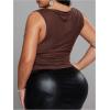 image:imageFloerns Womens Plus Size Cowl Neck Tank Tops Draped Front Sleeveless Fitted Summer TopsBrown