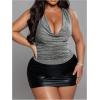 image:imageFloerns Womens Plus Size Cowl Neck Tank Tops Draped Front Sleeveless Fitted Summer TopsGrey