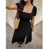 image:imageFloerns Womens Plus Size Cut Out Bowknot Back Midi Dresses Puff Sleeve Slit A Line DressBlack