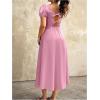 image:imageFloerns Womens Plus Size Cut Out Bowknot Back Midi Dresses Puff Sleeve Slit A Line DressPink