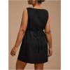 image:imageFloerns Womens Plus Size Elegant Button Down Mini Tank Dress Sleeveless Summer Linen DressesBlack