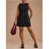 image:imageFloerns Womens Plus Size Elegant Button Down Mini Tank Dress Sleeveless Summer Linen DressesBlack