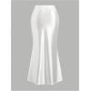 image:imageFloerns Womens Plus Size Elegant High Waisted Fishtail Party Bodycon Midi SkirtWhite