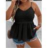 image:imageFloerns Womens Plus Size Eyelet Embroidery Sleeveless Boho Peplum Cami TopBlack