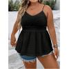 image:imageFloerns Womens Plus Size Eyelet Embroidery Sleeveless Boho Peplum Cami TopBlack