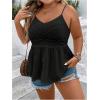 image:imageFloerns Womens Plus Size Eyelet Embroidery Sleeveless Boho Peplum Cami TopBlack