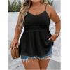 image:imageFloerns Womens Plus Size Eyelet Embroidery Sleeveless Boho Peplum Cami TopBlack