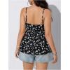 image:imageFloerns Womens Plus Size Floral Cami Tops Spaghetti Straps Front Ruffle Hem TopsBlack
