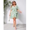 image:imageFloerns Womens Plus Size Floral Print Short Sleeve V Neck Ruffle Wrap DressLight Green