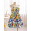 image:imageFloerns Womens Plus Size Floral Print Tie Front Ruffle Hem Cami Summer DressWhite Multi