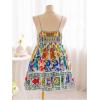 image:imageFloerns Womens Plus Size Floral Print Tie Front Ruffle Hem Cami Summer DressWhite Multi