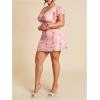 image:imageFloerns Womens Plus Size Floral Short Dress Ruffle Sleeve V Neck Bodycon Boho DressesPink