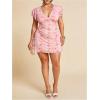 image:imageFloerns Womens Plus Size Floral Short Dress Ruffle Sleeve V Neck Bodycon Boho DressesPink