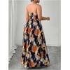 image:imageFloerns Womens Plus Size Floral Strapless Maxi Dress Pleated Beach Vacation Wedding Guest DressesDark Blue
