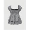 image:imageFloerns Womens Plus Size Gingham Cute Babydoll Tops Bow Square Neck Layered Y2k BlousesBlack