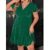 image:imageFloerns Womens Plus Size Glitter Wrap V Neck Short Sleeve Party A Line DressForest Green