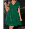 image:imageFloerns Womens Plus Size Glitter Wrap V Neck Short Sleeve Party A Line DressForest Green