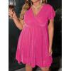image:imageFloerns Womens Plus Size Glitter Wrap V Neck Short Sleeve Party A Line DressHot Pink