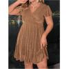 image:imageFloerns Womens Plus Size Glitter Wrap V Neck Short Sleeve Party A Line DressPlain Khaki