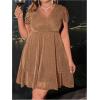image:imageFloerns Womens Plus Size Glitter Wrap V Neck Short Sleeve Party A Line DressPlain Khaki