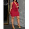 image:imageFloerns Womens Plus Size Going Out Halter Dress Deep V Cowl Neck Date Night Bodycon Mini DressesRed