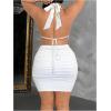 image:imageFloerns Womens Plus Size Going Out Halter Dress Deep V Cowl Neck Date Night Bodycon Mini DressesWhite