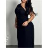 image:imageFloerns Womens Plus Size Graduation Dress One Shoulder Mesh Sleeveless Prom Maxi DressesBlack