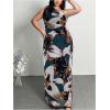image:imageFloerns Womens Plus Size Graduation Dress One Shoulder Mesh Sleeveless Prom Maxi DressesDark Blue