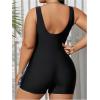 image:imageFloerns Womens Plus Size One Piece Swimsuit Colorblock Scoop Neck Shorts MonokiniBlue Cheetah