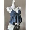 image:imageFloerns Womens Plus Size Ruffle Peplum Tops Spaghetti Strap V Neck Smocked Cami TopDark Blue