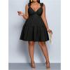 image:imageFloerns Womens Plus Size Ruffle Straps V Neck Smocked Dress Tiered A Line DressesBlack