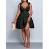 image:imageFloerns Womens Plus Size Ruffle Straps V Neck Smocked Dress Tiered A Line DressesBlack