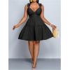 image:imageFloerns Womens Plus Size Ruffle Straps V Neck Smocked Dress Tiered A Line DressesBlack