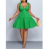 image:imageFloerns Womens Plus Size Ruffle Straps V Neck Smocked Dress Tiered A Line DressesGreen