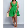 image:imageFloerns Womens Plus Size Ruffle Straps V Neck Smocked Dress Tiered A Line DressesGreen