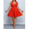 image:imageFloerns Womens Plus Size Ruffle Straps V Neck Smocked Dress Tiered A Line DressesRed