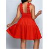 image:imageFloerns Womens Plus Size Ruffle Straps V Neck Smocked Dress Tiered A Line DressesRed