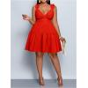 image:imageFloerns Womens Plus Size Ruffle Straps V Neck Smocked Dress Tiered A Line DressesRed