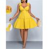 image:imageFloerns Womens Plus Size Ruffle Straps V Neck Smocked Dress Tiered A Line DressesYellow
