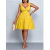 image:imageFloerns Womens Plus Size Ruffle Straps V Neck Smocked Dress Tiered A Line DressesYellow