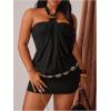 image:imageFloerns Womens Plus Size Sleeveless Halter Mini Dress Country Concert Going Out DressesBlack