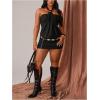 image:imageFloerns Womens Plus Size Sleeveless Halter Mini Dress Country Concert Going Out DressesBlack