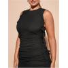 image:imageFloerns Womens Plus Size Sleeveless Irregular Ruffle Hem Ruched Party Bodycon Mini DressBlack
